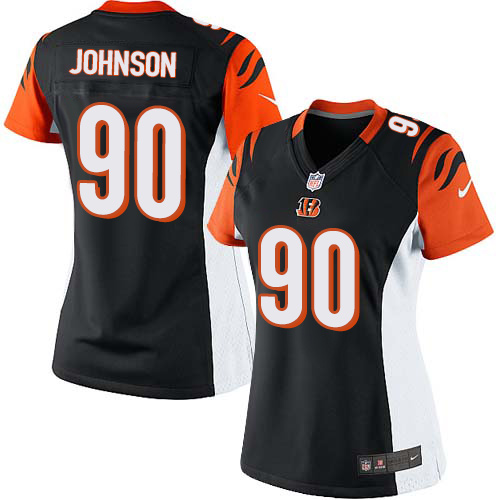 Women's Elite Michael Johnson Nike Jersey Black Home - #90 NFL Cincinnati Bengals